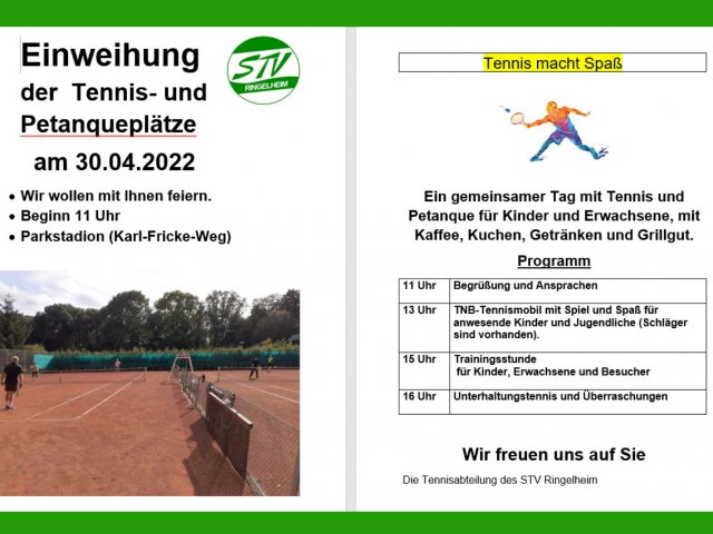 2022 Einweihung der Tennis- und Pétanqueanlage